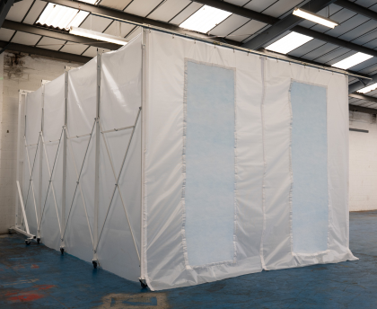 RETRACTABLE SPRAY BOOTH, INDUSTRIAL PAINT BOOTH