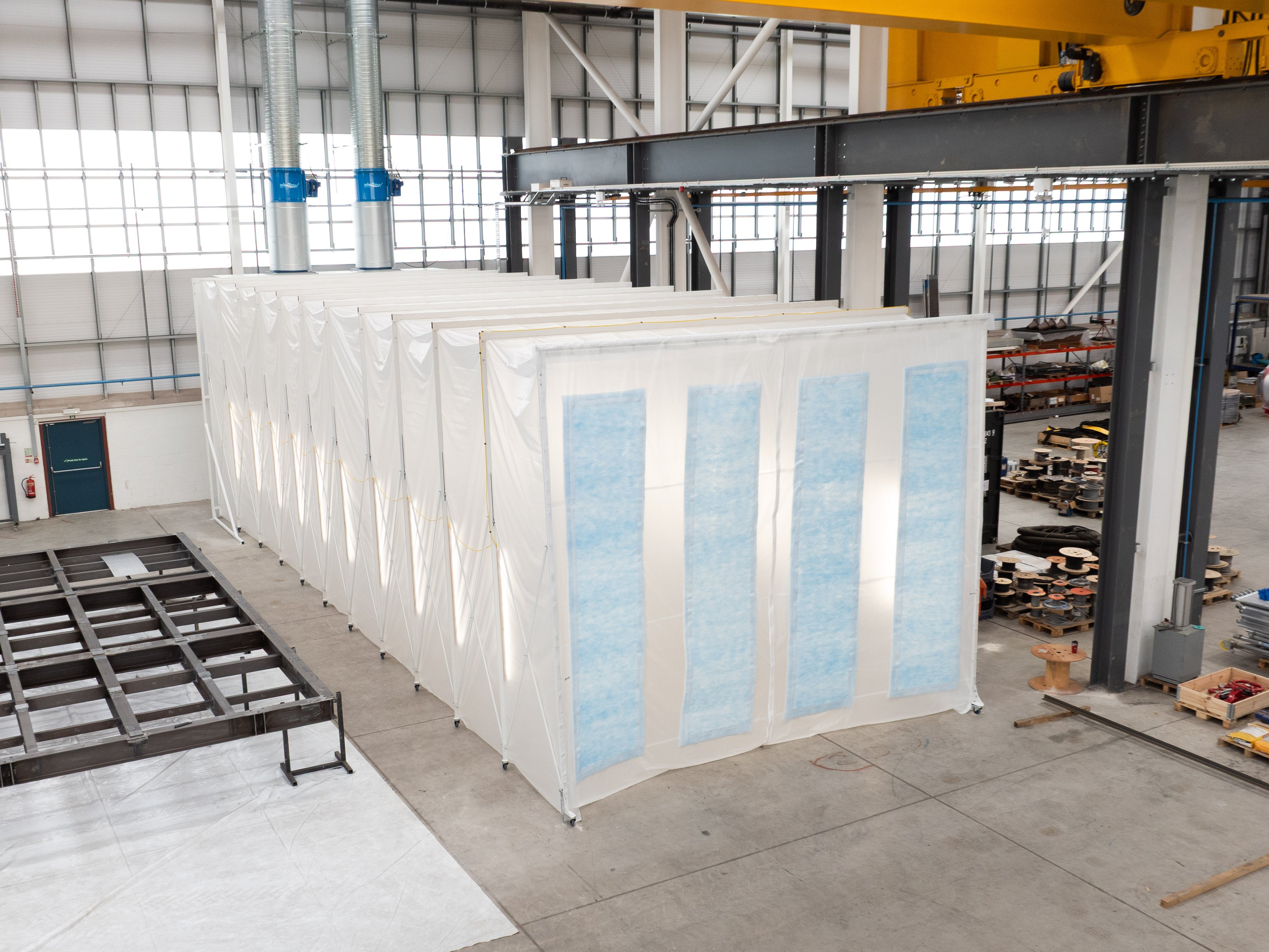 large industrial retractable spray booth